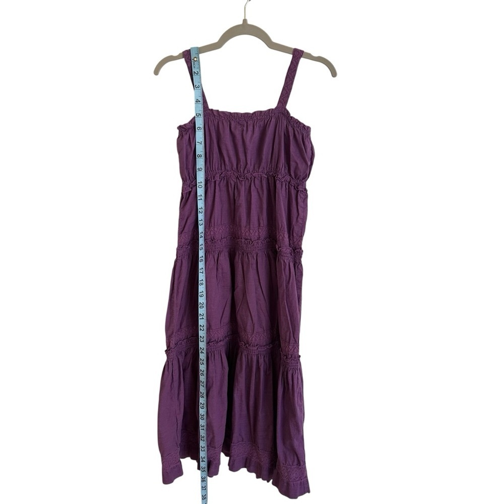 Vintage Old Navy Girls 8 Purple Tiered Long Maxi Dress Crochet Lace Western Boho - Picture 2 of 7